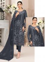 Georgette Blue Eid Wear Embroidery Work Pakistani Suit